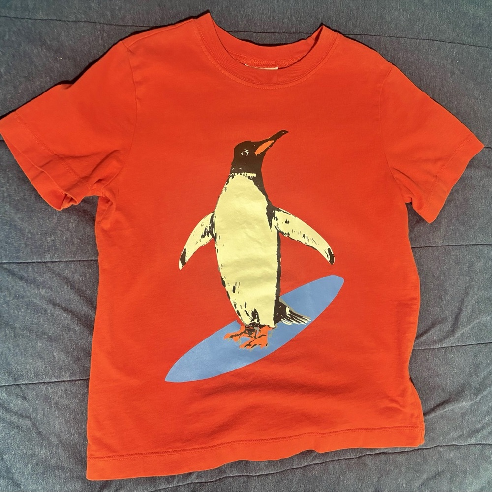 Hanna Andersson Orange Penguin Surf Tee